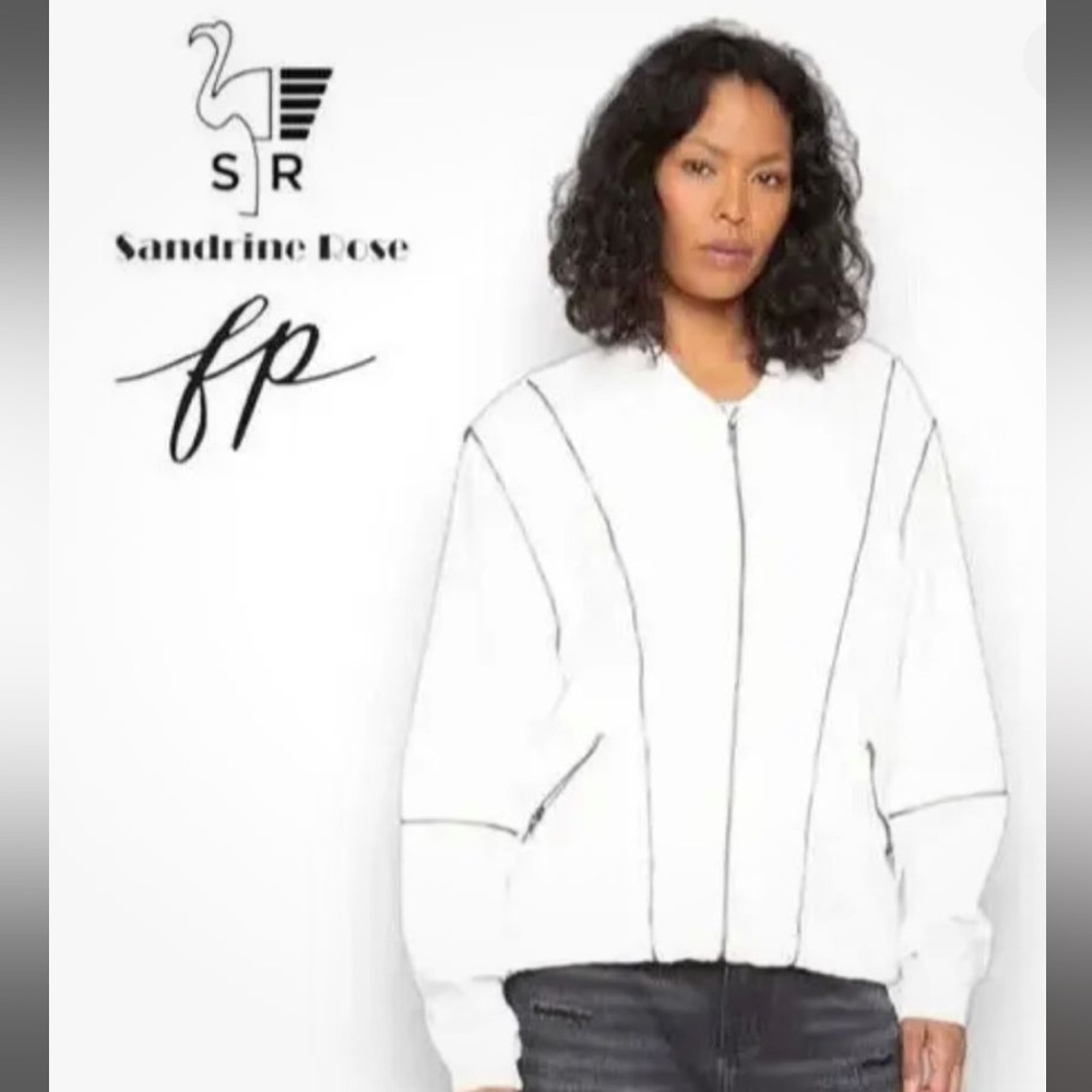 Free People NWT Oversized Bomber by Sandrine Rose white large